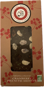 Tablette chocolat biologique Cranberry Pistache Menthe