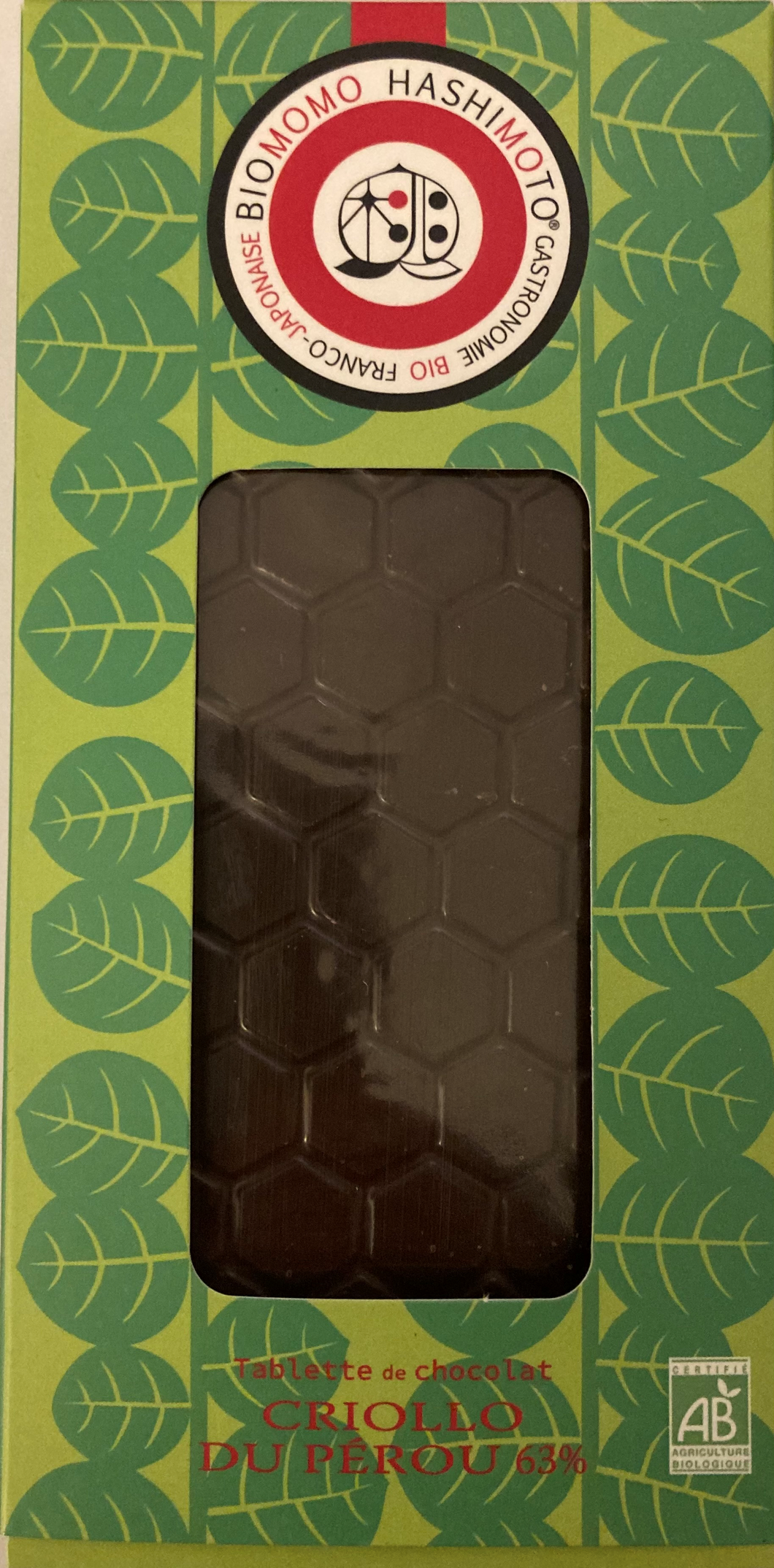 Tablette chocolat biologique Criollo du Pérou