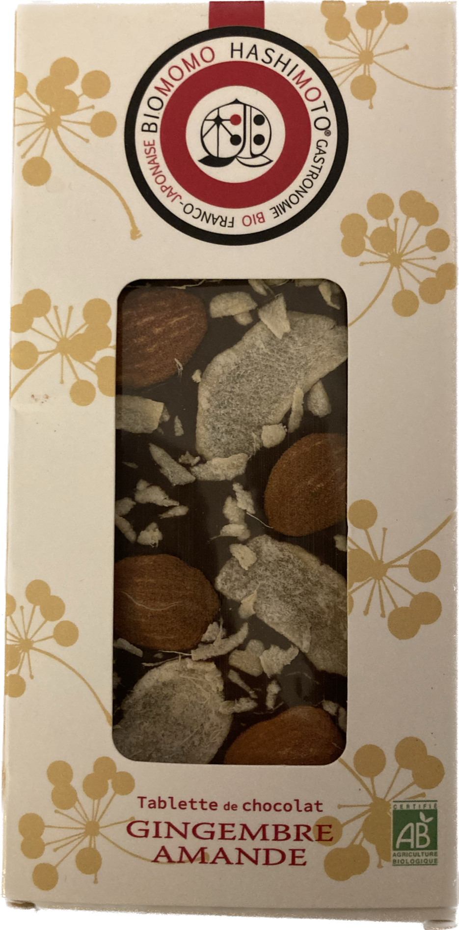 Tablette chocolat biologique Gingembre Amande
