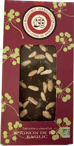 Tablette chocolat biologique Pignon de pin Basilic