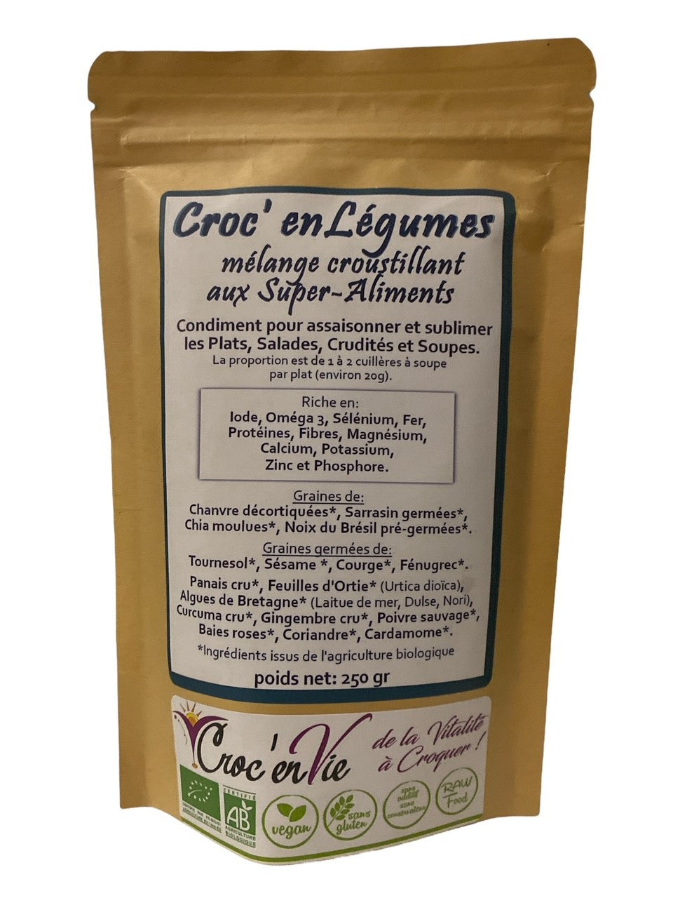 Croc' en légumes - Mélange croustillant aux superaliments - sachet 250 gr